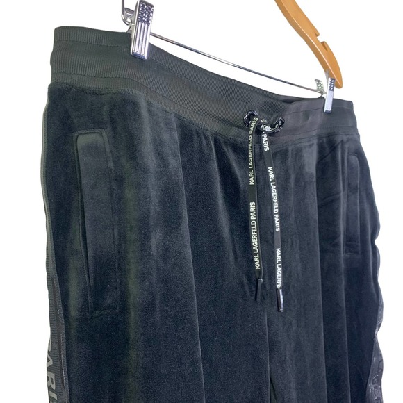 KARL LAGERFELD Black Velour Side Logo Jogger‎ Track Pants - NWT - Picture 3 of 16